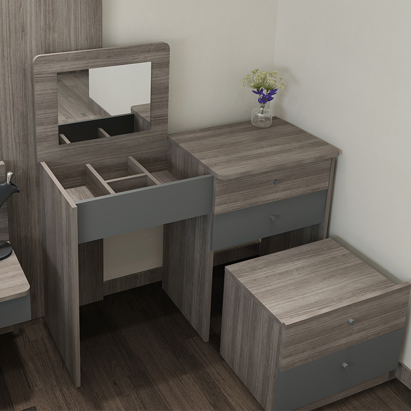 Factory Price Hotel Furniture Set Bedroom Wooden Folding Mirror Dresser