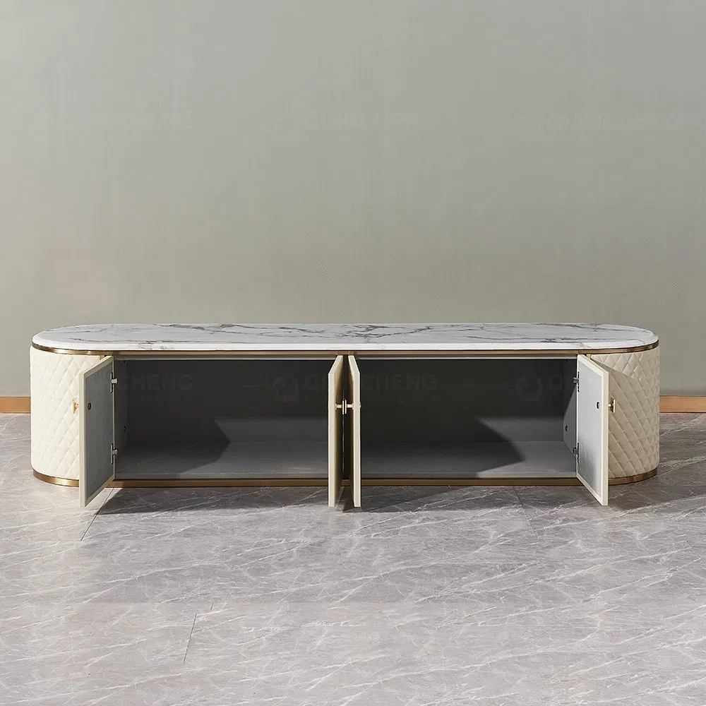 Living Room Modern Furniture Marble Gold Metal Luxury TV Stand Table