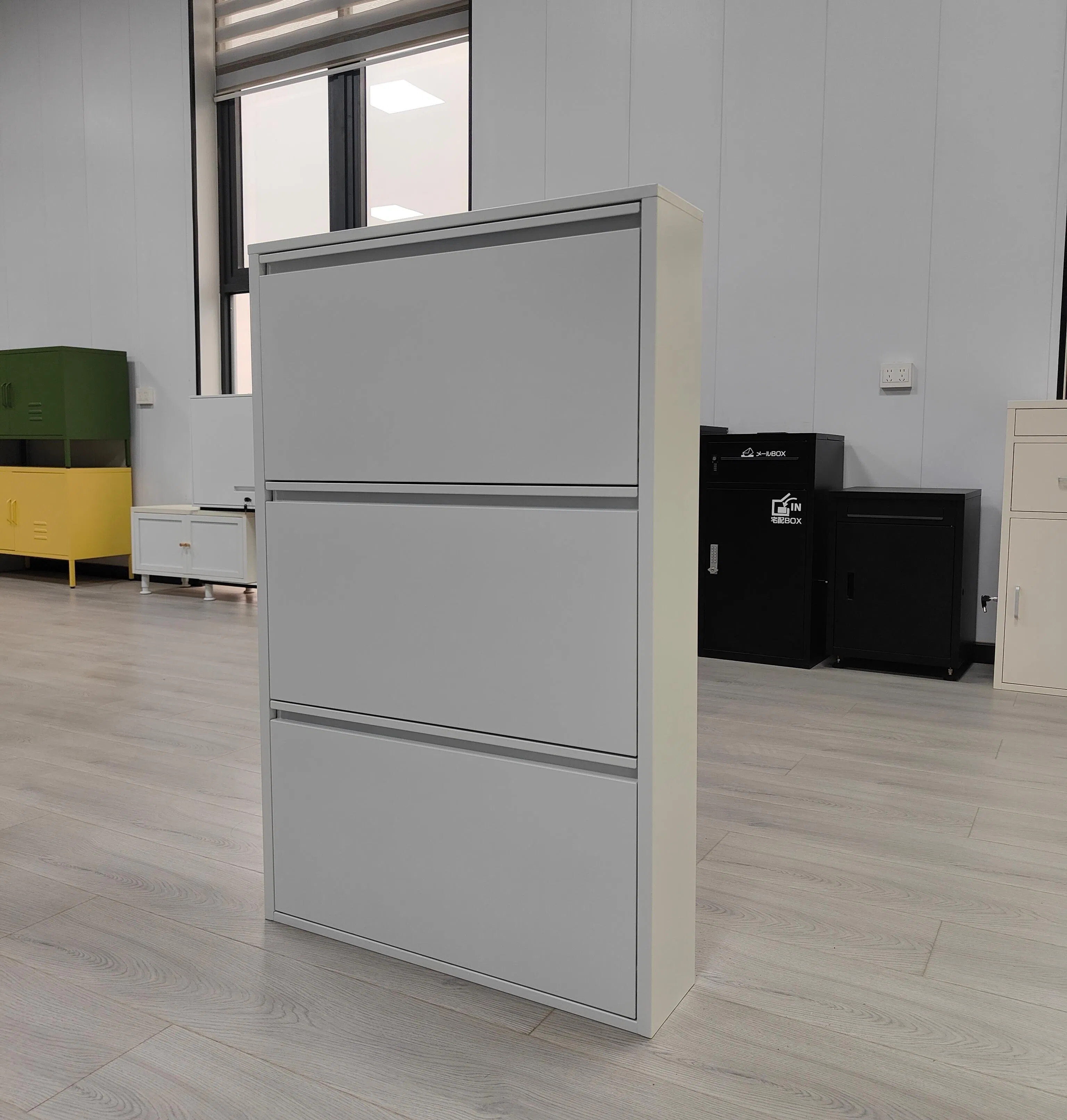 Industrial Style Flip Drawer Wooden Modern Slim Entryway Shoe Cabinet Organizer