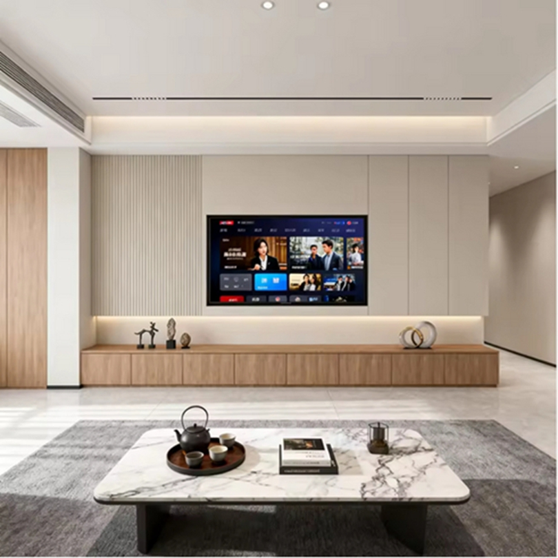2025 Trending Luxury Upgrade Modern Custom Floating TV Wall Mineral Panel for Living Room and TV Stand