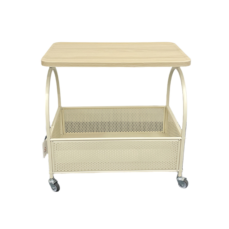 Moveable Coffee Table Snack Storage Trolley Cart Bedside Table Sofa Side Table with Wheels for Living Room Bedroom