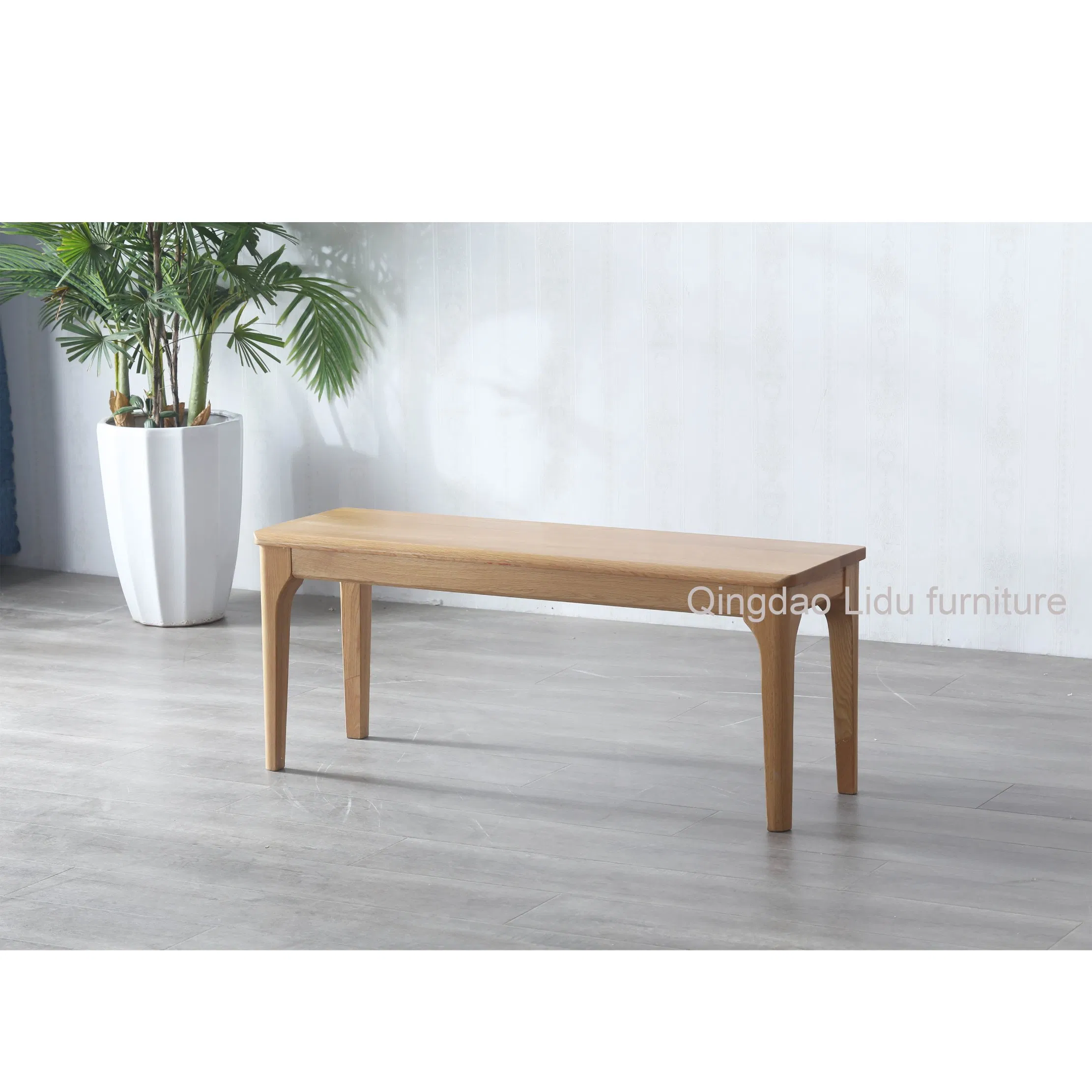 Minimalist Style Living Room and Dining Room Long Stool Solid Oak Wood Dining Table Bench