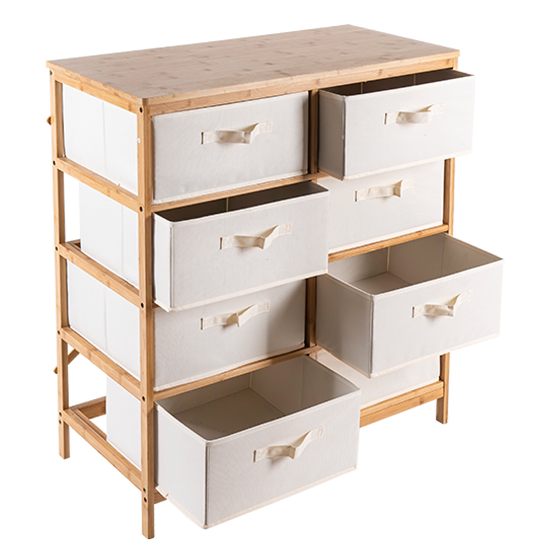 Bamboo Chest with 8 Drawer Bedroom Storage Organizers with Removable Drawers Bamboo Shelf Furniture