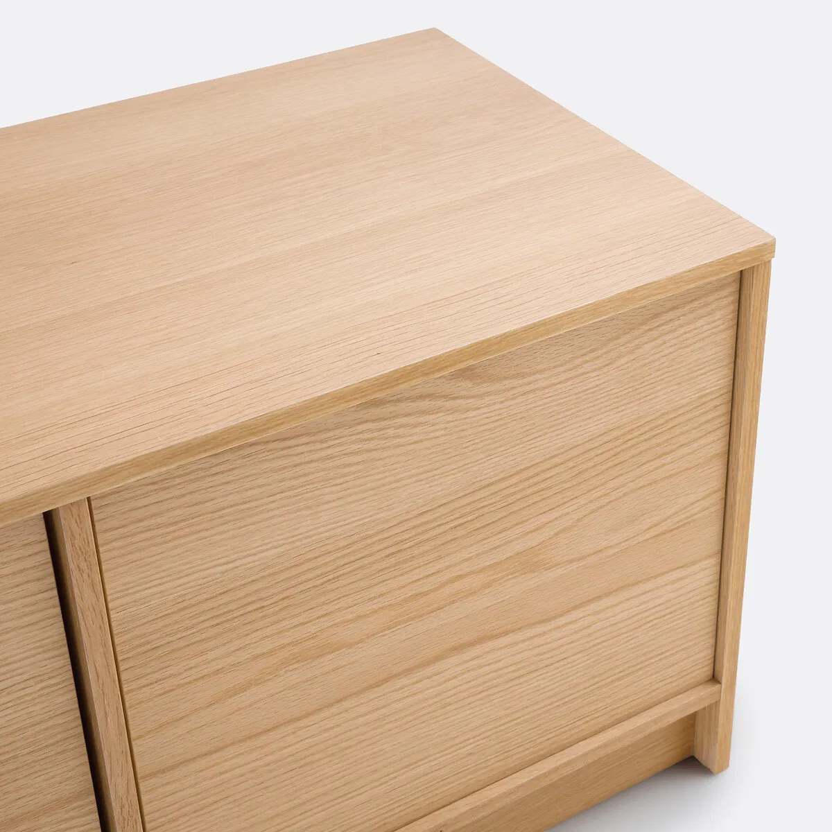 Modern Solid Wood Sideboard with Two Sliding Doors and Open Shelves for Minimalist Dining Room