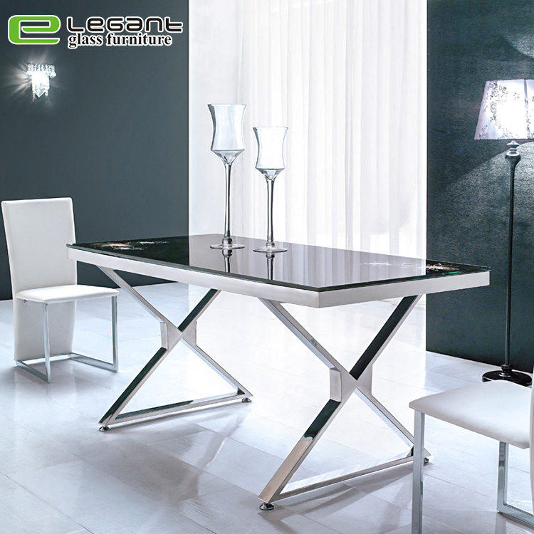 Customized Living Room Furniture Tempered Glass Dining Table