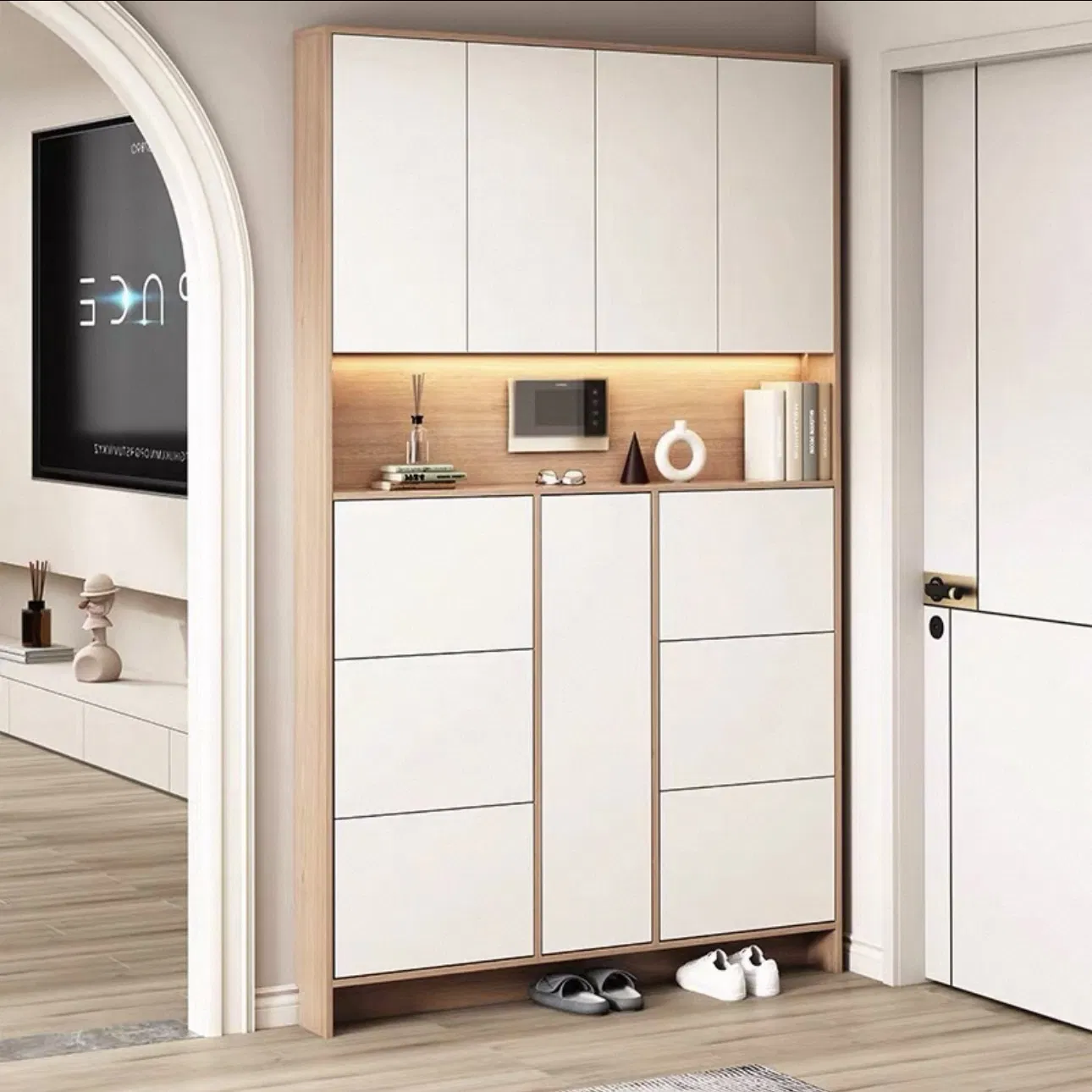 Stylish Solid Wood Shoe Storage Cabinet for Entryway Organization