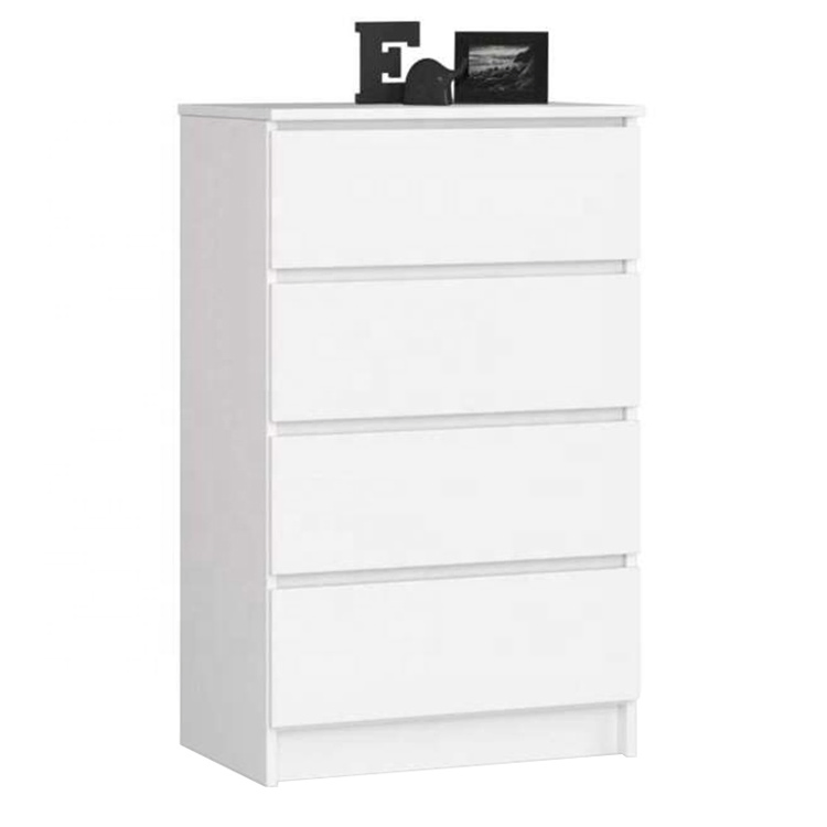 White Bedroom Living Room Storage Dresser Furniture Wood 4 Drawer Cabinet, Chest of Drawer
