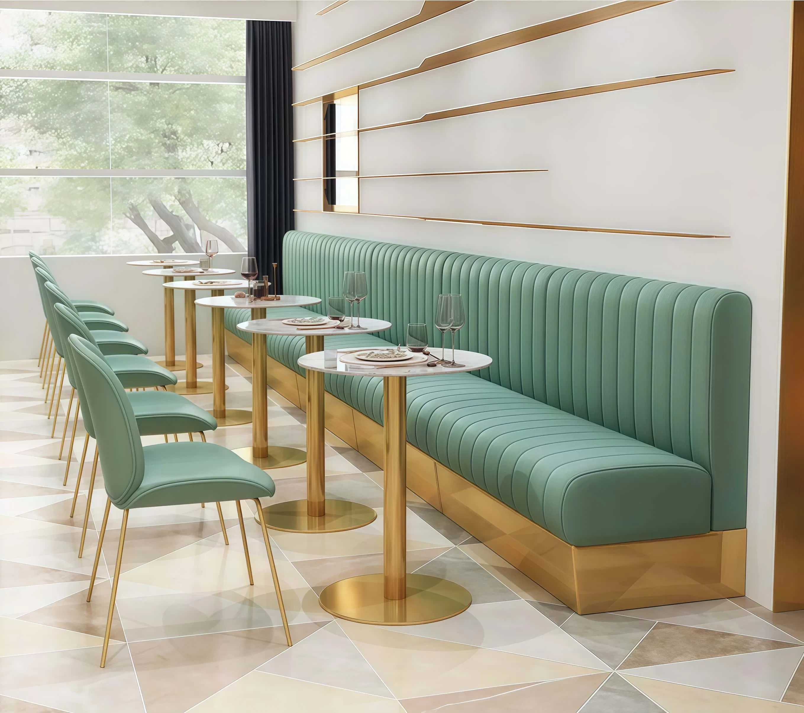 Cafe Furniture High Back Banquette Restaurant Bench for House Hotels Dining Room Leather Sofa Booth Seating