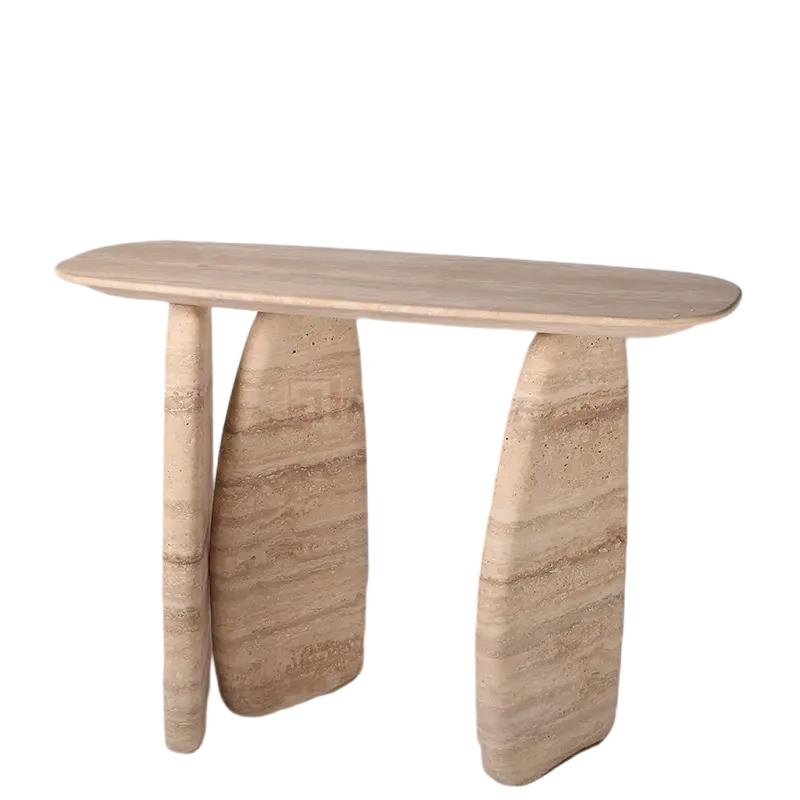 Modern Travertine Tables Entry Antique Hall Way Entryway Marble Console Table