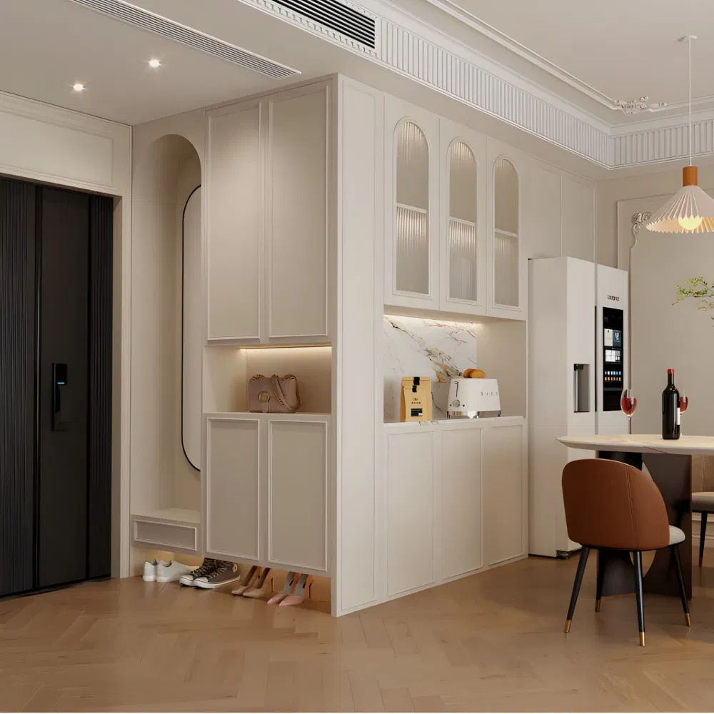 Swete French Custom Design White Shoe Cabinet Entryway Cabinet Storage Cabinet Foyer Furniture