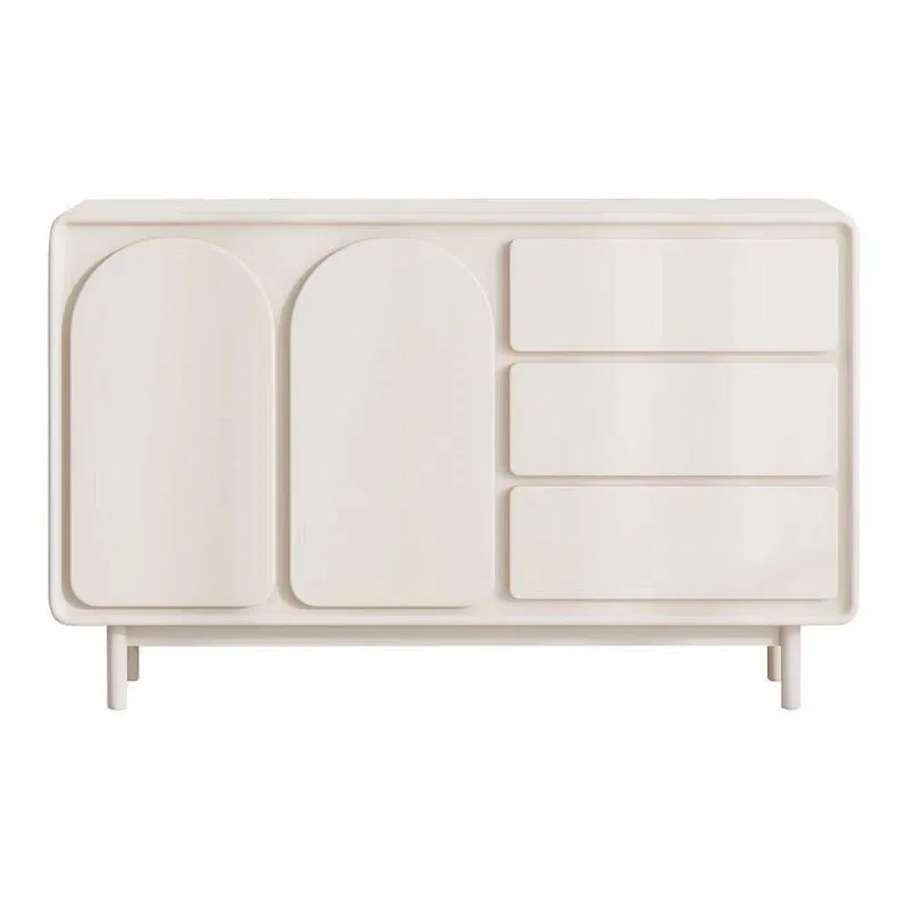 Modern Wooden TV Stand with Storage Shelves for Living Room