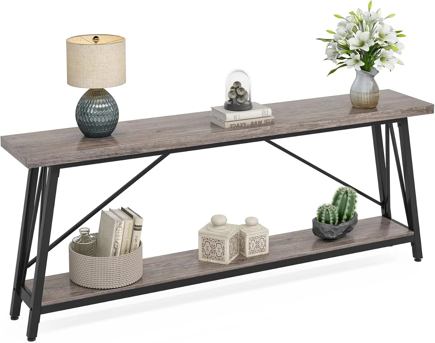 Long Entryway Console Industrial Behind Sofa Couch Table for Living Room