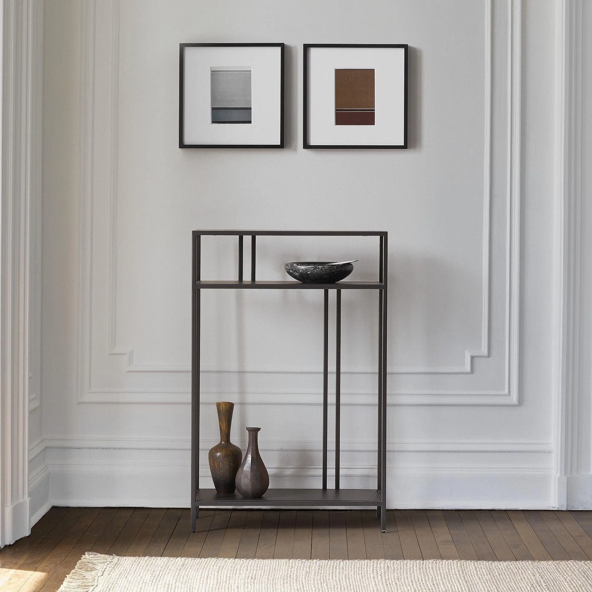 Profile Narrow Console Table Slim 2-Tier Metal Console Table for Entryway &amp; Living Room (Indoor)
