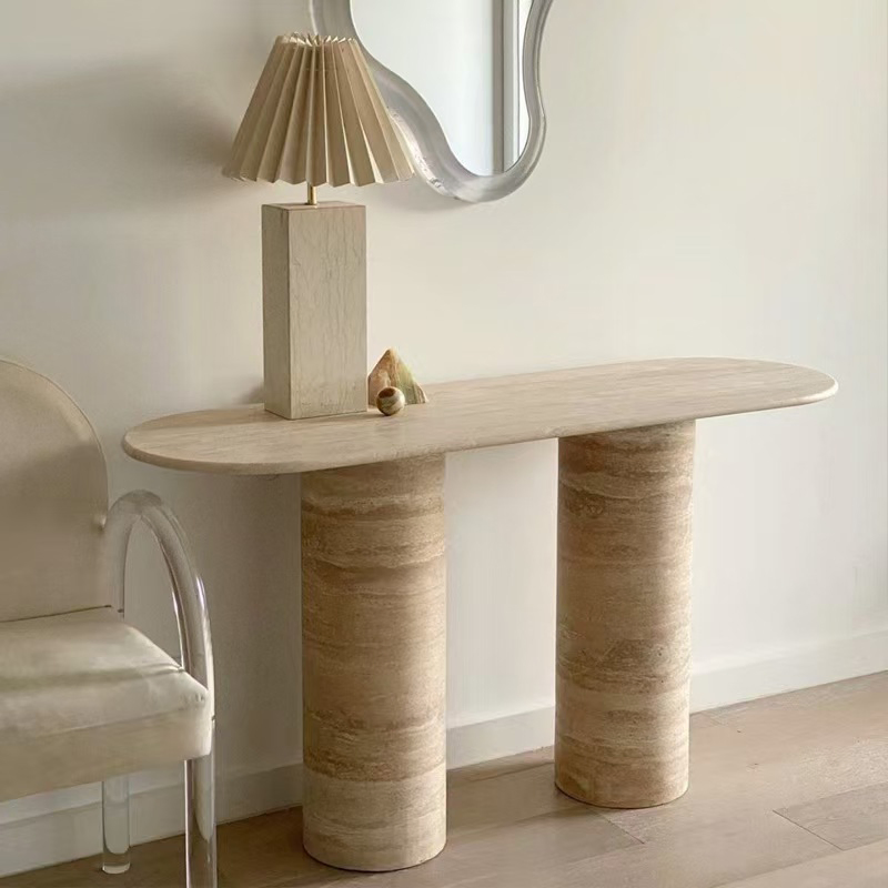 Custom Travertine Console Table Beige Travertine Entryway Table