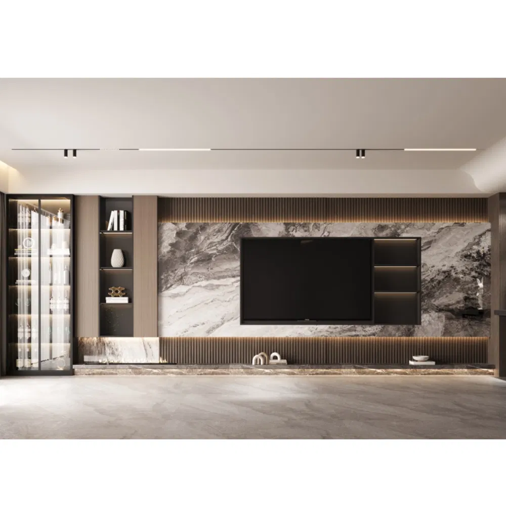 Modern Entry Living Room Furniture Custom Television Cabinet Marble TV Stand