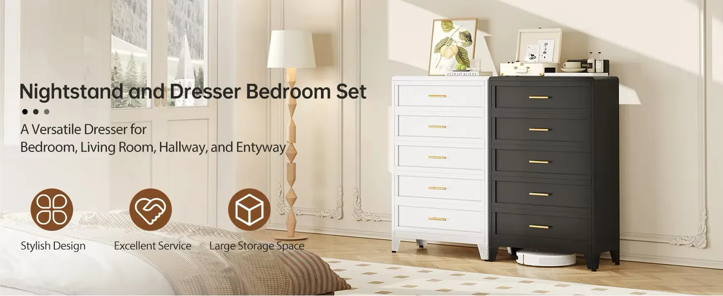 Modern Steel Five Drawer Chest