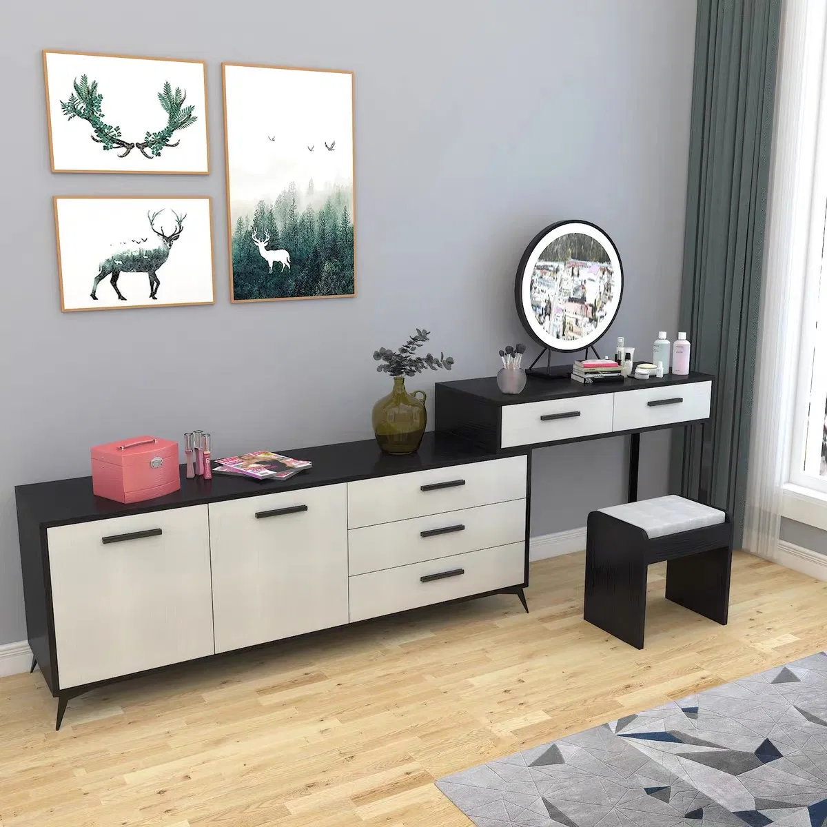 Wholesale Modern Make up Dresser Bedroom Furniture Vanity Dresser Black Dresser