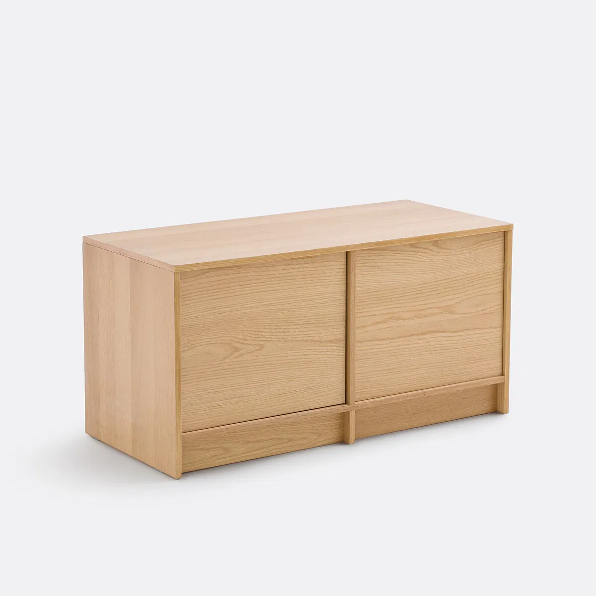 Modern Solid Wood Sideboard with Two Sliding Doors and Open Shelves for Minimalist Dining Room