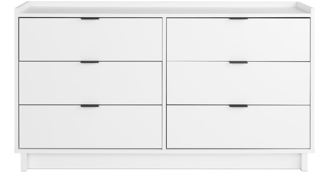 Sleek White Storage Chest for Bedroom with 6 Drawer Space