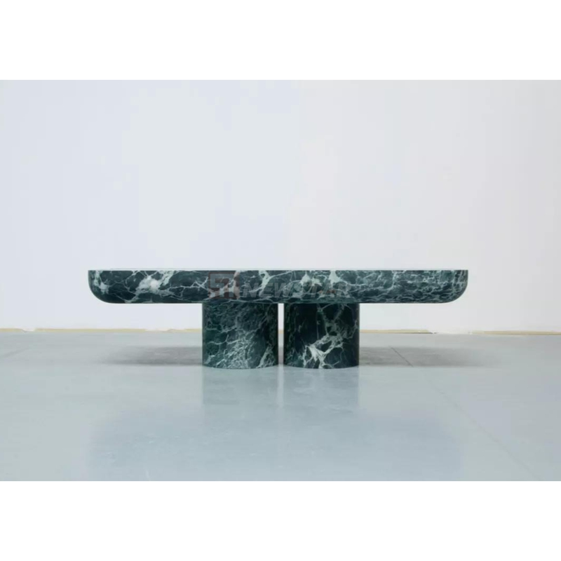 Newstar Hot Selling Modern Design Coffee Table Living Room Furniture Set Natural Verde Alpi Green Marble Coffee Table
