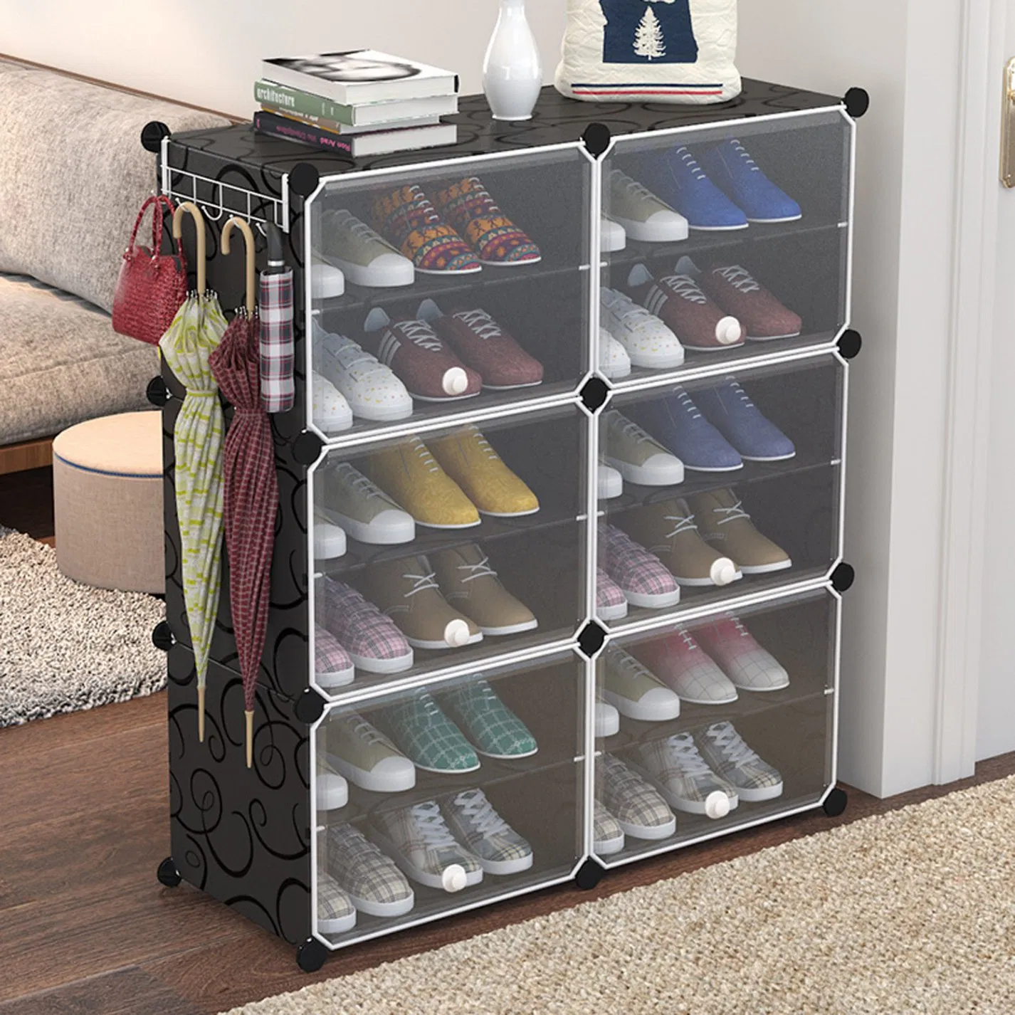 Storage Cabinet Plastic Shelves Organizer Shoe Cabinets for Closet Hallway Bedroom Entryway