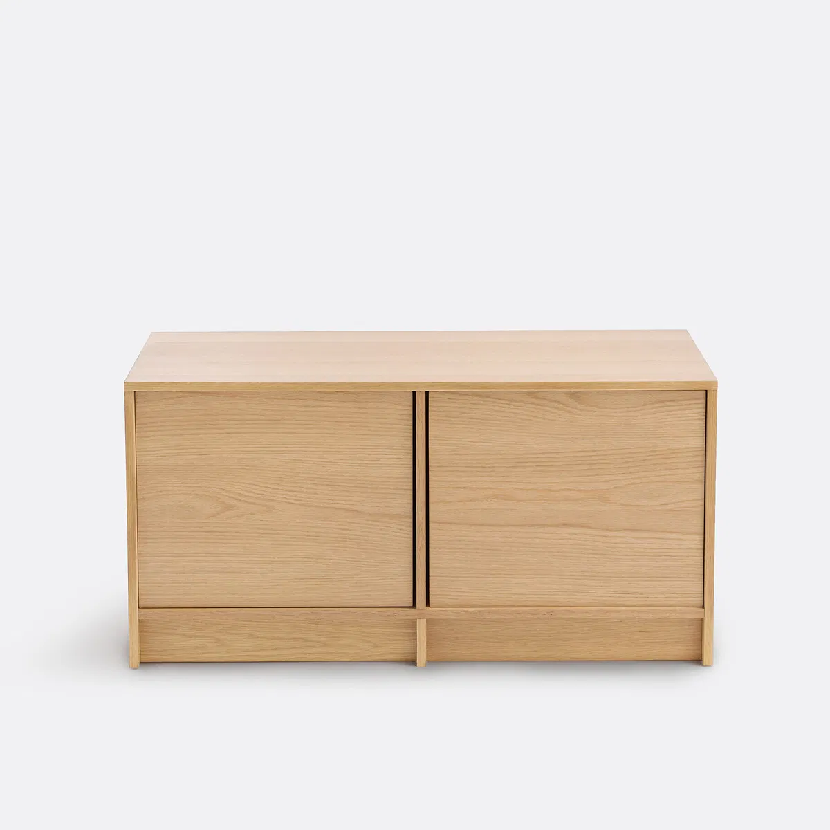 Modern Solid Wood Sideboard with Two Sliding Doors and Open Shelves for Minimalist Dining Room