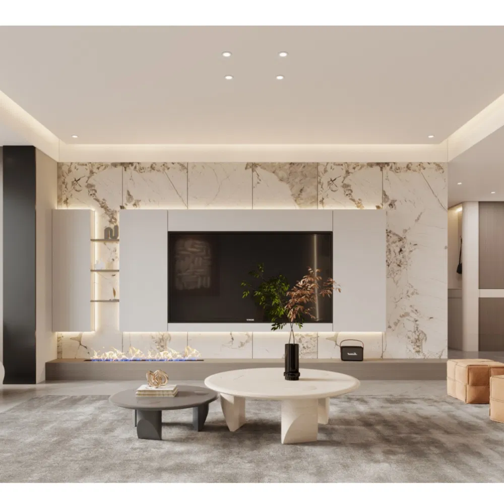 Modern Entry Living Room Furniture Custom Television Cabinet Marble TV Stand