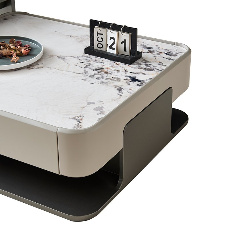 Factory Wholesale Smart Rectangular Marble Coffee &amp; Small Stone Tea Table for Luxury High Quality Commercial Hotel Project Living Room Furniture Bulk Order