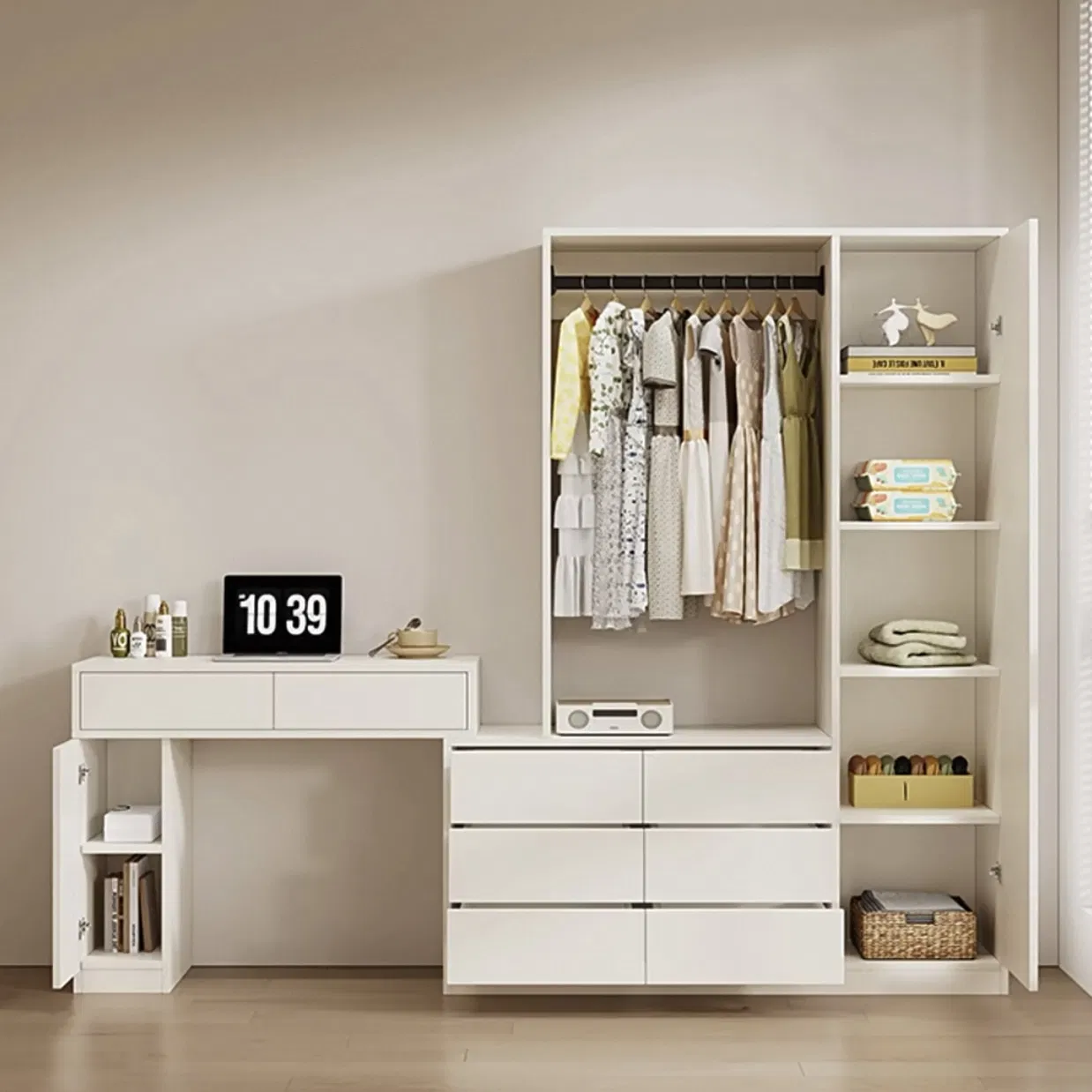 Premium Solid Wood Dresser with Mirror Spacious Drawers for Bedroom