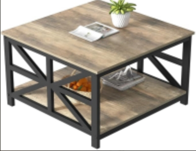 Modern 2-Layer Console Table Easy Assembly Tempered Glass and Wood with Marble for Entryway or Living Room Sofa Shelf