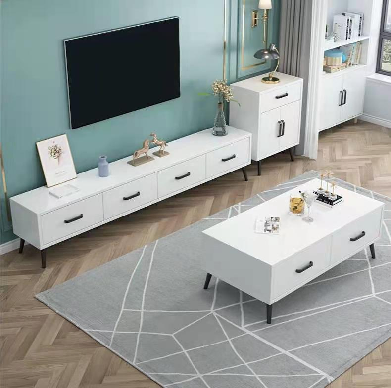 Modern Style Simple Wooden MDF Storage Cabinet TV Stand for Home Living Room