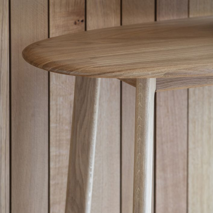 China Supplier Oval Shape Natural Oak and Walnut Wooden Narrow Hall Console Table for Entryway, Living Room, Home Furniture