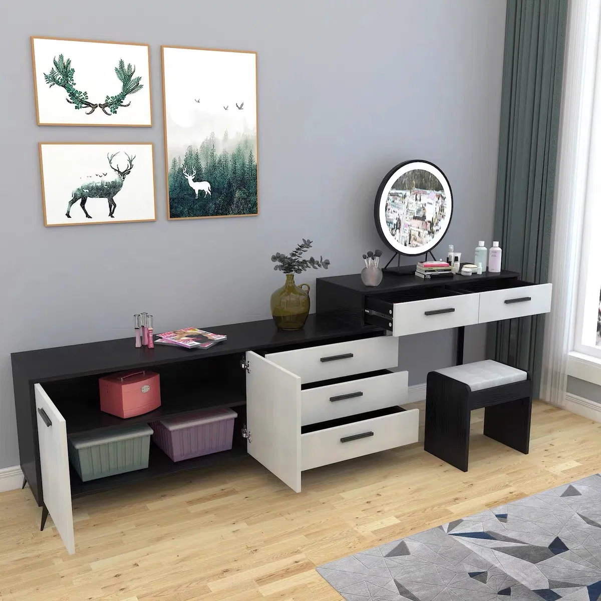 Wholesale Modern Make up Dresser Bedroom Furniture Vanity Dresser Black Dresser