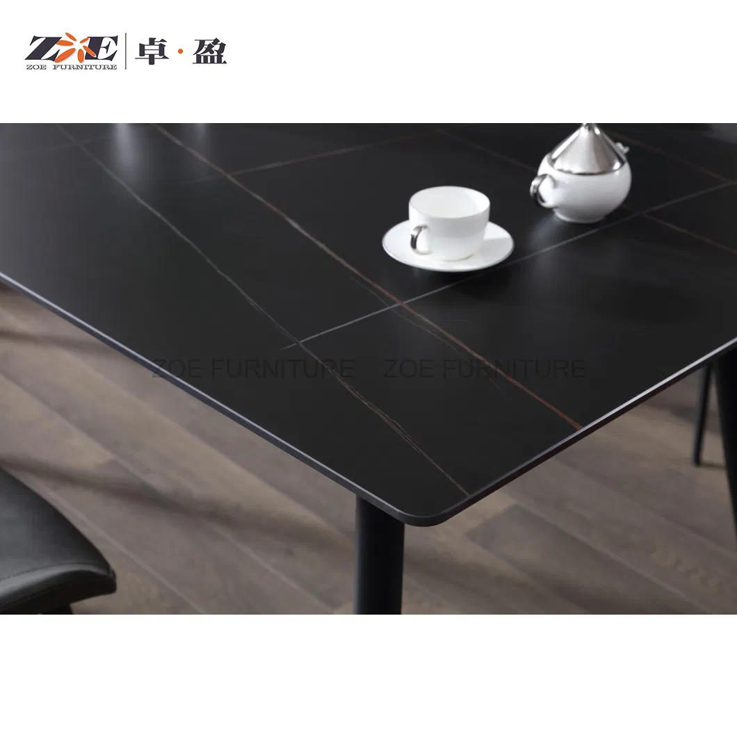 Modern Luxury Dining Room Modern White Rectangular Dining Tables with Chairs Metal Leg