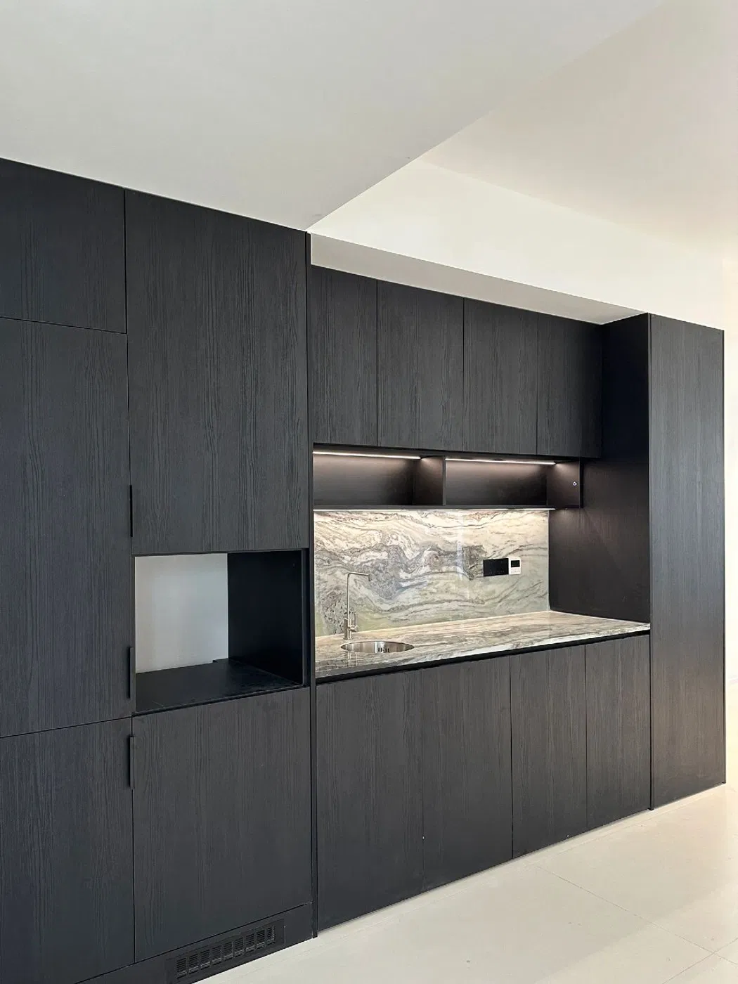 Luxury Italian Long Glass White Dining Room /Oak Farm French Rustic Vintage Acacia Wood Kitchen Storage Modular Sideboard Cabinet with Marble Top