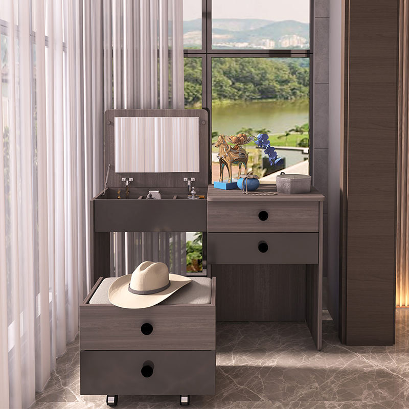 Factory Price Hotel Furniture Set Bedroom Wooden Folding Mirror Dresser