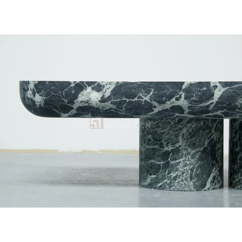 Newstar Hot Selling Modern Design Coffee Table Living Room Furniture Set Natural Verde Alpi Green Marble Coffee Table