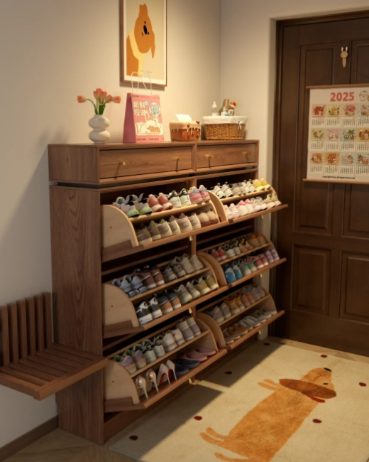 Elegant Wooden Shoe Cabinet for Entryway and Hallway Use