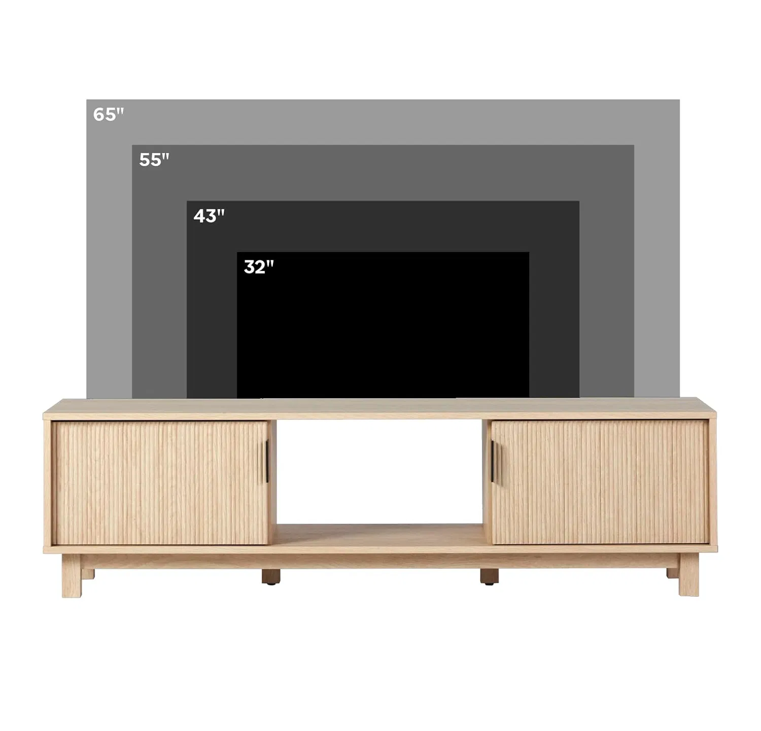 177cm Fluted Door TV Stand MDF Natural Color Living Room Media Console