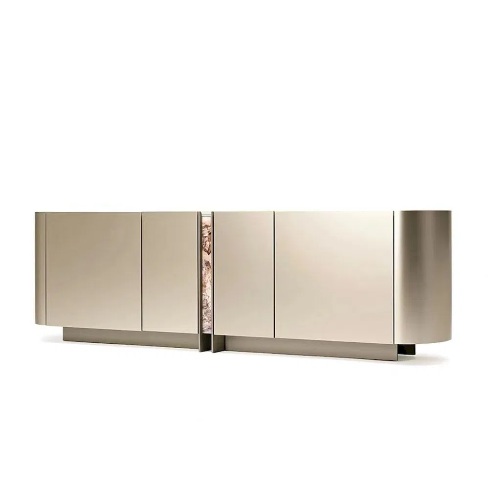 Modern Wooden TV Stand with Storage Shelves for Living Room