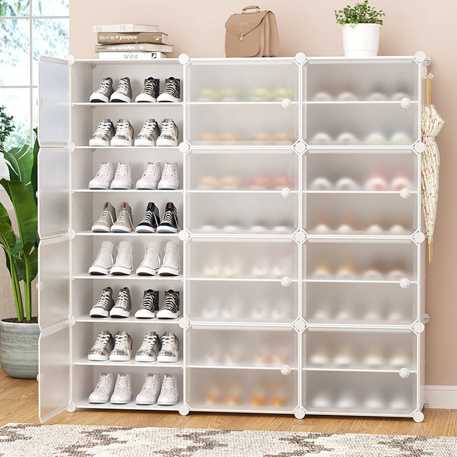 Storage Cabinet Plastic Shelves Organizer Shoe Cabinets for Closet Hallway Bedroom Entryway