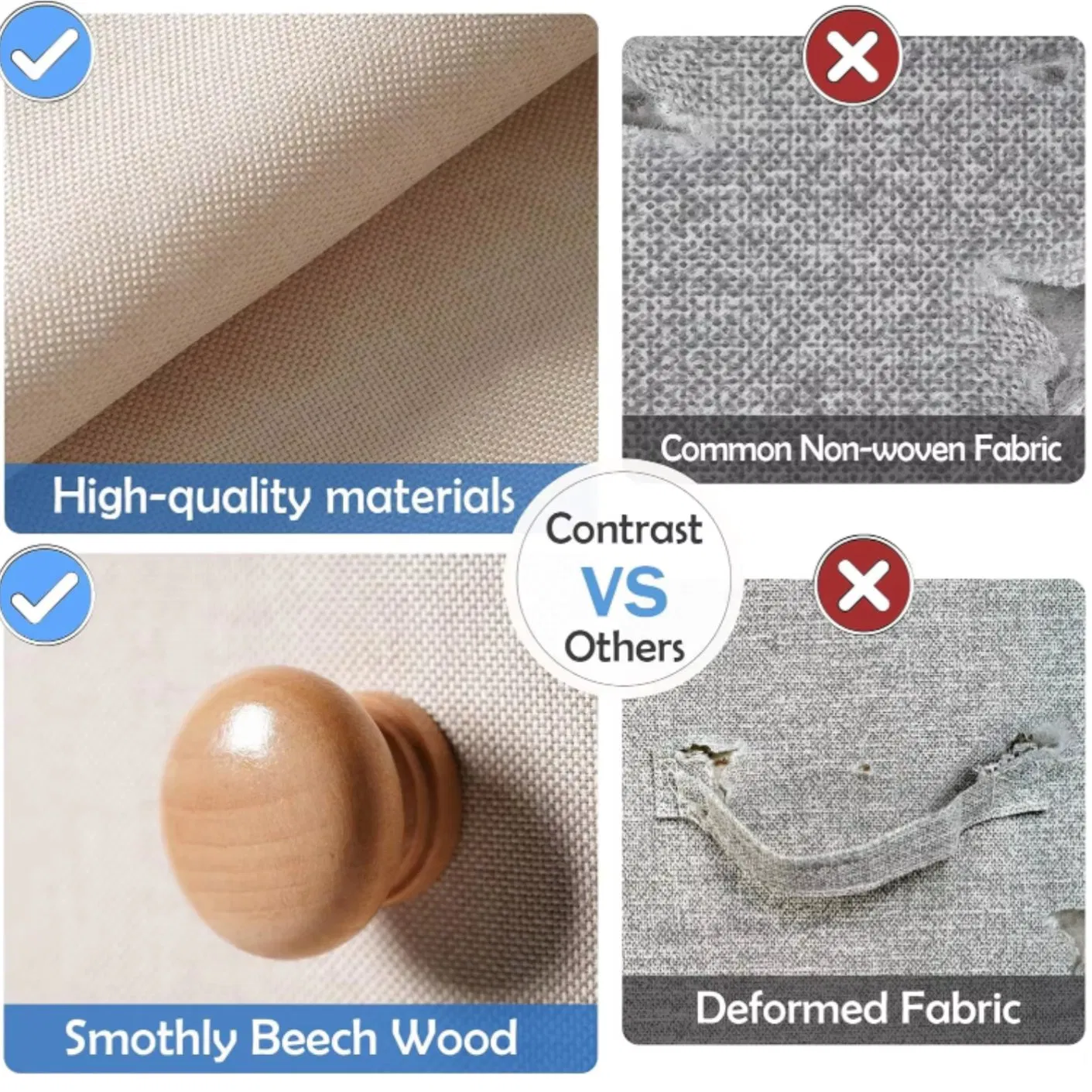 Modern Beige Fabric Chest of Drawers with 10 Spacious Drawers Wooden Tabletop and Easy-Pull Clothes Drawer for Closet Entryway Bedroom Organization