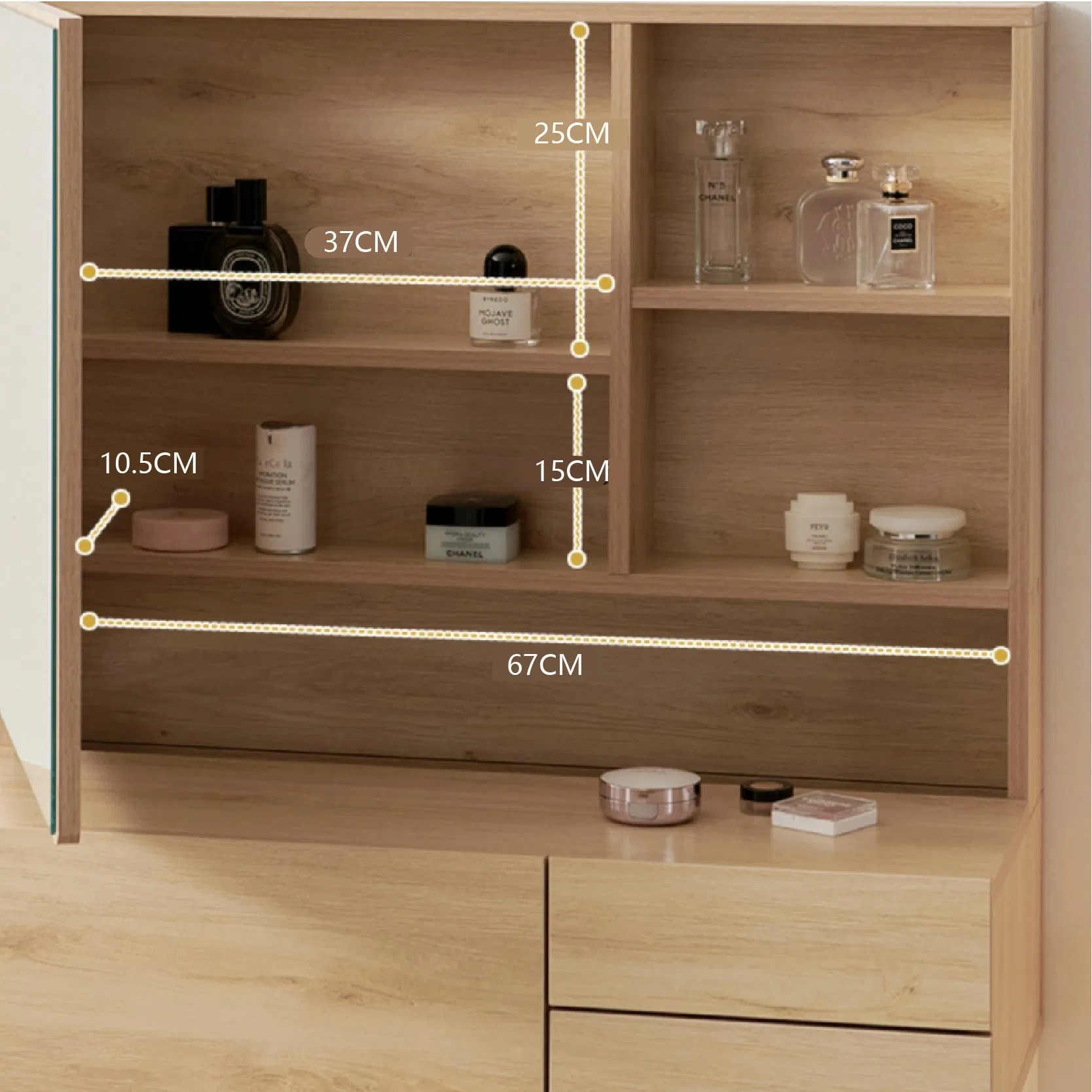 White Wooden Dresser with Makeup Mirror Hot Sale for Bedroom Use