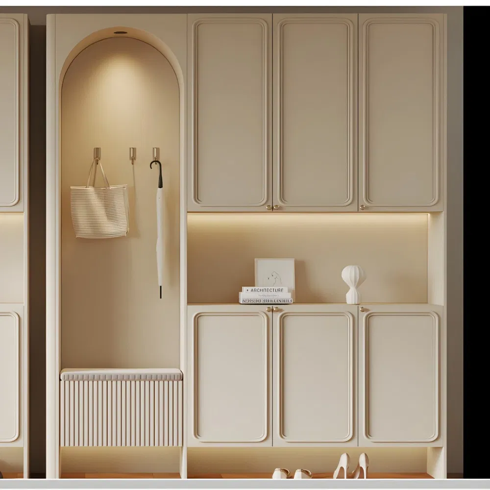 Swete French Custom Design White Shoe Cabinet Entryway Cabinet Storage Cabinet Foyer Furniture