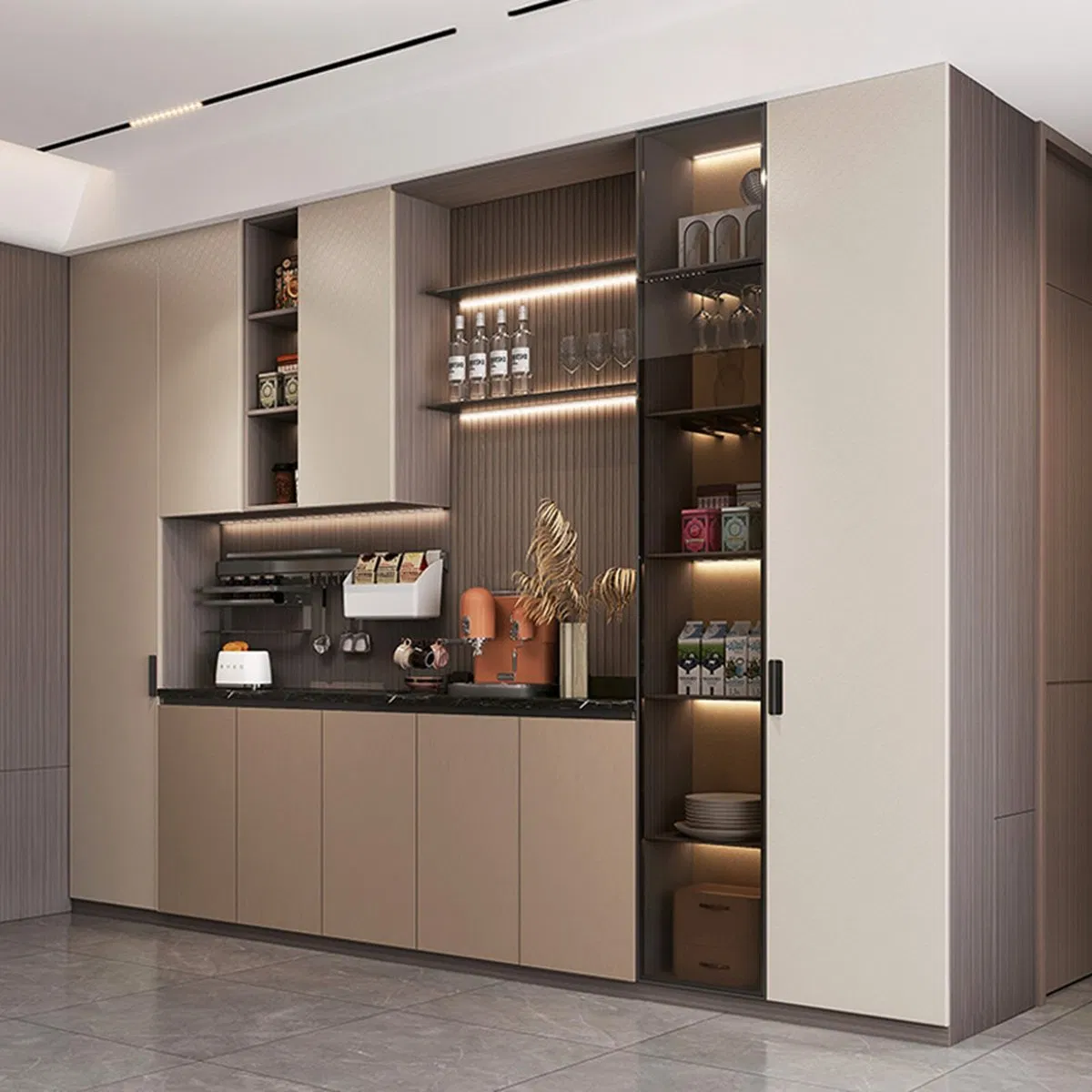 Modern Sideboard Buffet Cabinet with Storage, Farmhouse Kitchen Cabinet Buffet Table with Doors and Drawers, for Dining Room