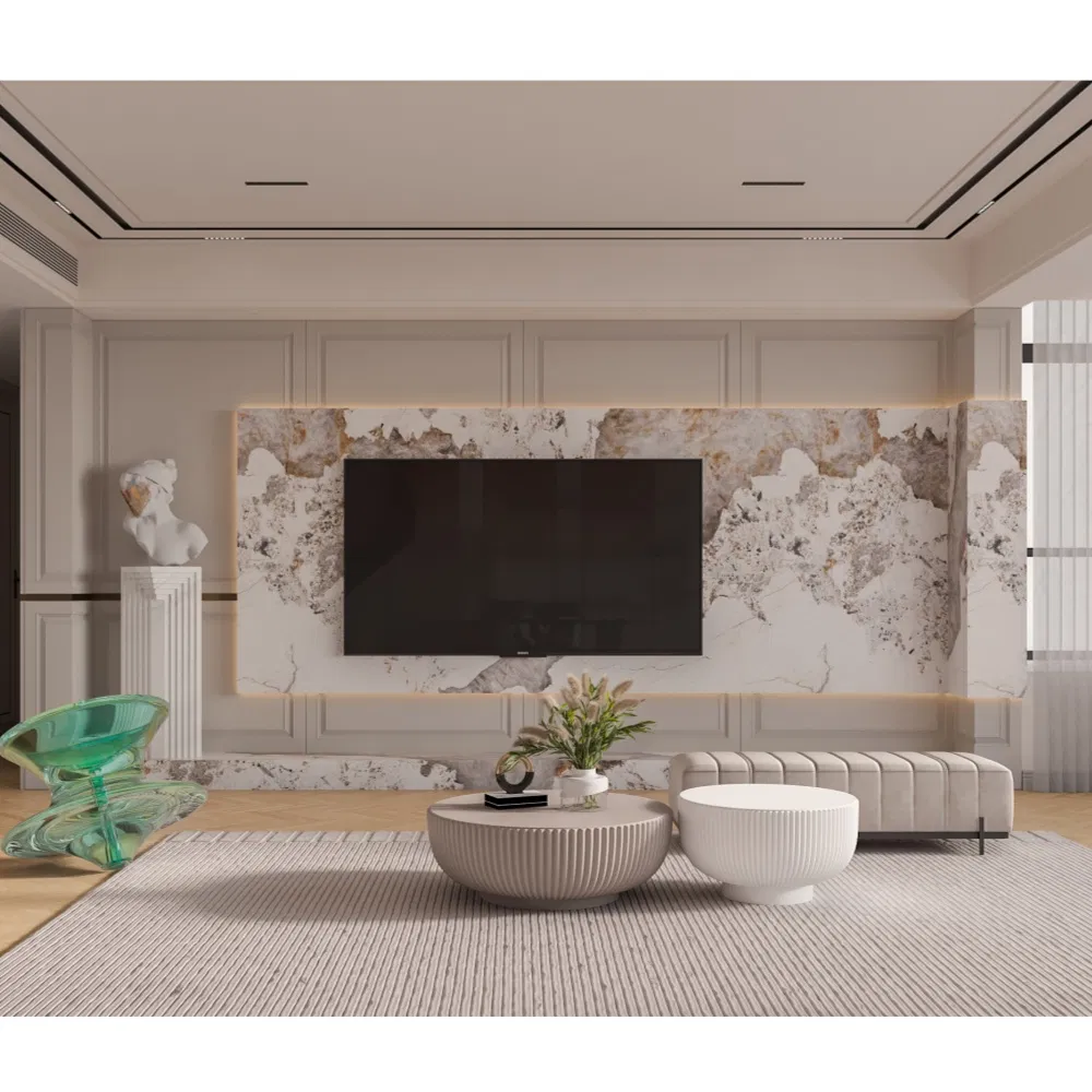 Modern Entry Living Room Furniture Custom Television Cabinet Marble TV Stand