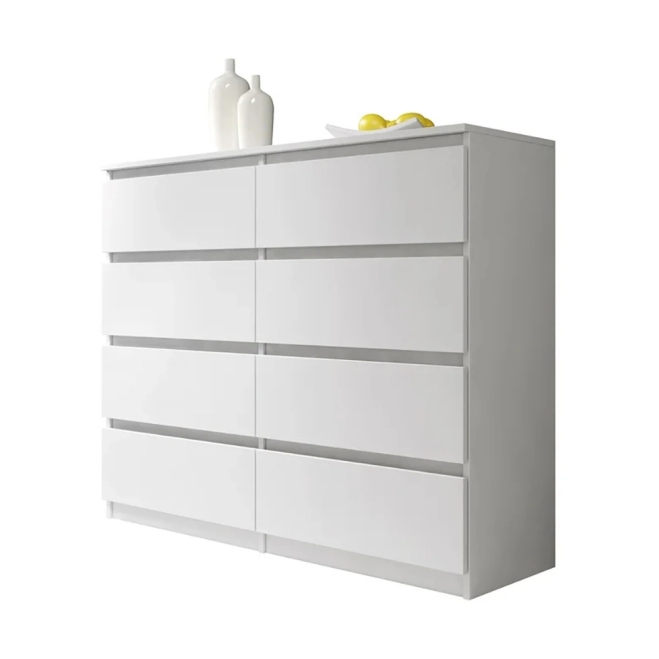 Customized Traditional High Gloss Melamine/Laminated Particle Board 8 Drawer Bedroom Chest of Drawers