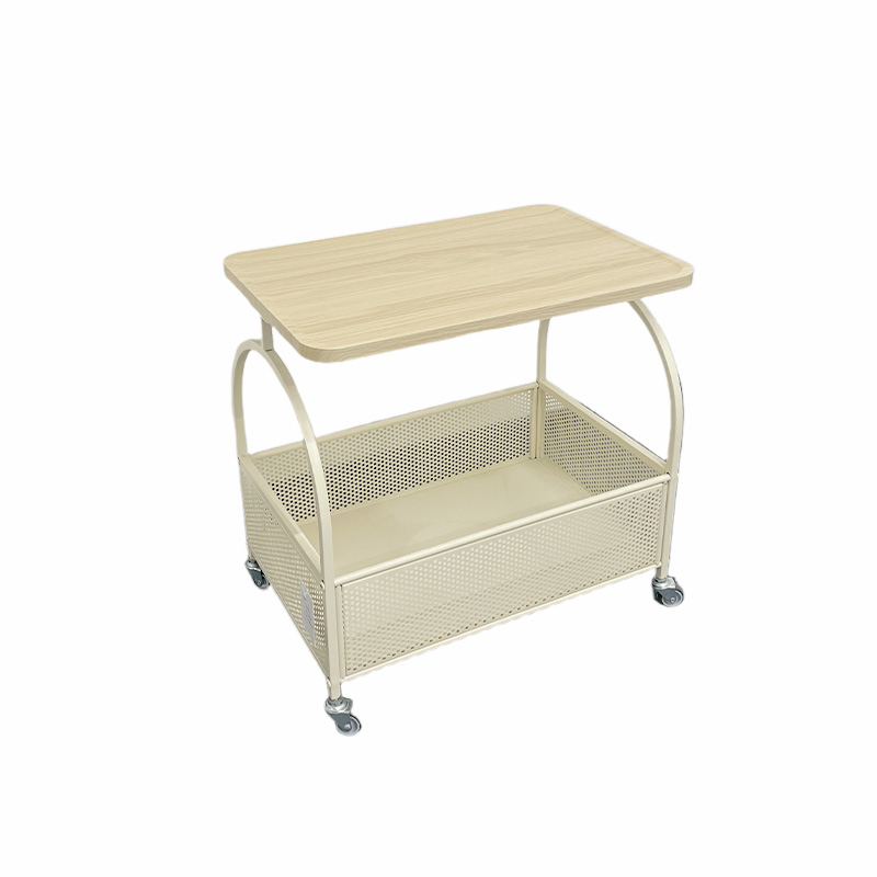 Moveable Coffee Table Snack Storage Trolley Cart Bedside Table Sofa Side Table with Wheels for Living Room Bedroom