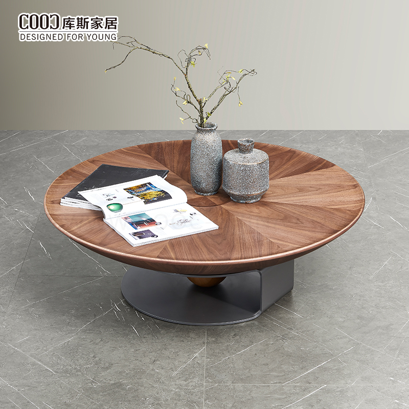 2023 Hotel Living Room Wooden Tea Table MDF Modern Walnut Round Wood Coffee Tables