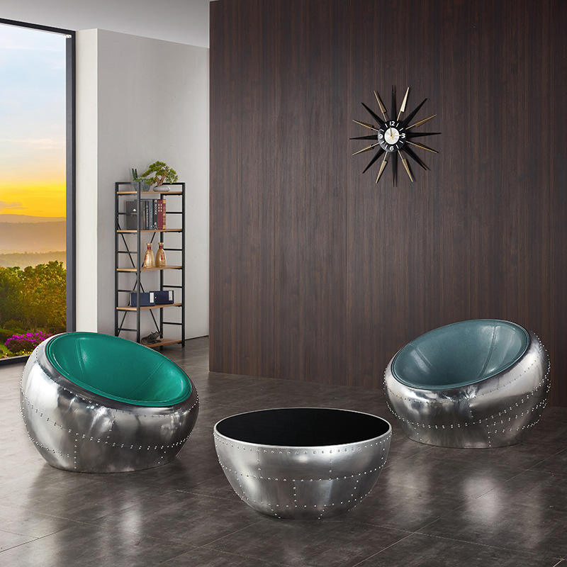 Tempered Glass Top Living Room Retro Industrial Aviator Coffee Table